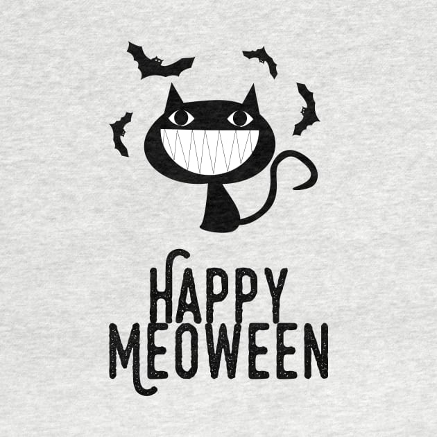 Meoween – Bats and Happy Black Cat by HighBrowDesigns